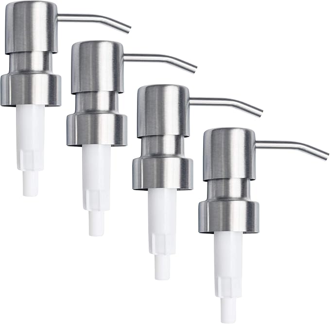 Bathroom Countertop Soap Dispensers (Brushed Nickel, 4 Pack)