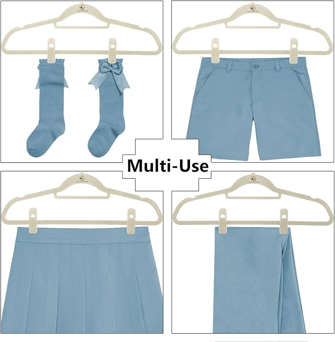 Velvet Clips, 20 Pack, Durable Non- Breaking Material, Matching Hangers of Our Brand and Your existing Velvet Hanger, Suitable to Hang Many Types of Clothes. (Ivory)