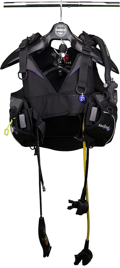 Scuba Drysuit Hanger 'Shoulder Saver' by BAKER HANGER - USA Made - 6 Inch Swivel Hook (Black)