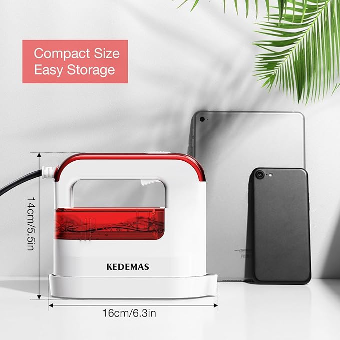 Portable Steamer Iron, 1300W Travel Mini Iron, Ideal for All Fabrics, Horizontal, Vertical and Dry Ironing 40s Fast Heat-up ONLY FOR 120V (Red)