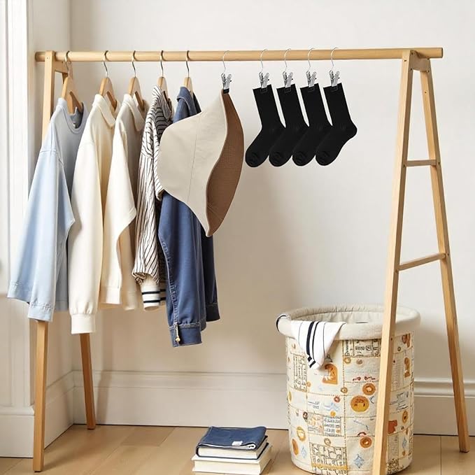 100 Pcs Boot Hangers Clips, Laundry Hook Hanging Stainless Steel Portable Socks Towels Clothes Hanger Clips Heavy Duty Travel Drying Clothes Pins for Travel Closet Jeans Hats