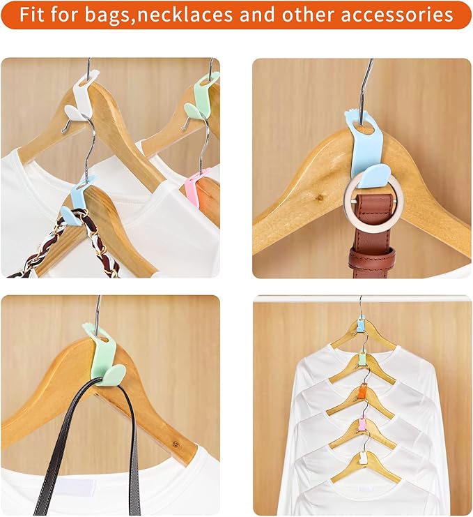 SLMT Space Saving Hanger Extender Hooks - 100PCS, Fits Plastic, Velvet, Wooden, Wire & Heavy Duty Hangers - Closet Organizer