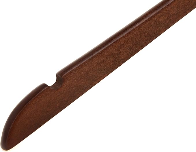 Quality Semi Curved Wooden Suit Hangers, 10-Pack Smooth Finish Solid Wood Coat Hanger with Swivel Hook, Jacket, Pant, Dress Clothes Hangers (Walnut - Chrome Hook, 10)