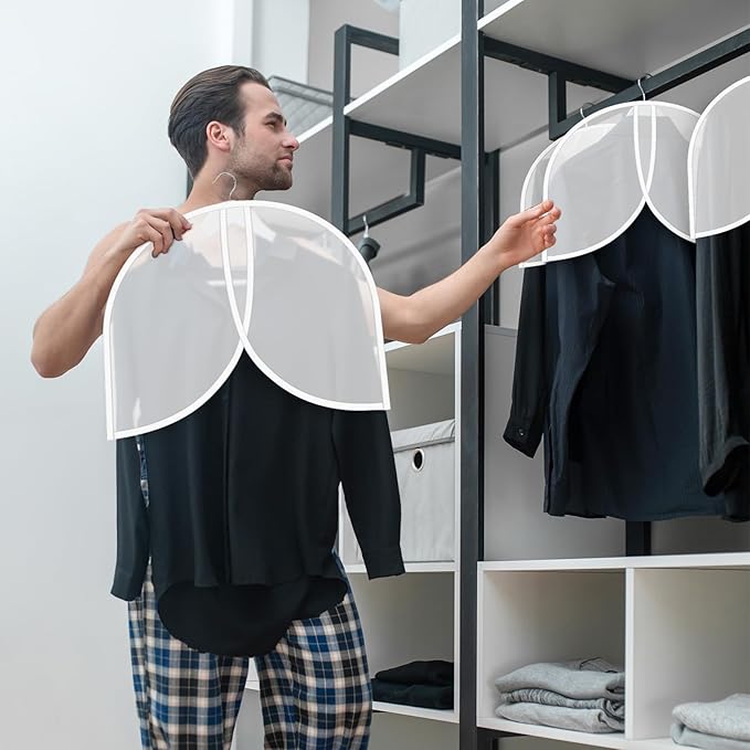 25 PCS Shoulder Covers for Hanging Clothes, Garment Shoulder Covers Cloth Dust Cover for Closet, Plastic Clothes Hanger Cover for Hanging Suit, Coat, Jacket, Dress (24'' X 18")