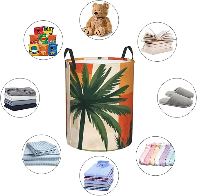 Retro Tropics Print Laundry Basket For Storage Bins Gift Baskets Bedroom Clothes Hamper