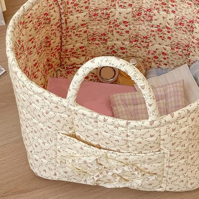 Floral Fabric Storage Basket Car Interior Storage Basket Underwear Sundries Laundry Baskets Supplies Home Organizer Bag (style 4)
