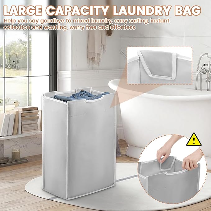 3 Pack Large Laundry Sorter Replacement Bags,Hamper Cart Removable Replacement, Storage Organizer Bag Hamper Liner, Wear Resistance for Standard 3 Compartment Laundry Hampers (Gray White Black)