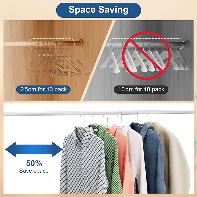 SPECILITE Wire Metal Clothes Hangers Bulk 300 Pack for Standard Size Suits, Coats, Shirts, Pants, Skirts, Space Saving, Non Slip,16 Inch 12 Gauge Ultra Thin, Silver