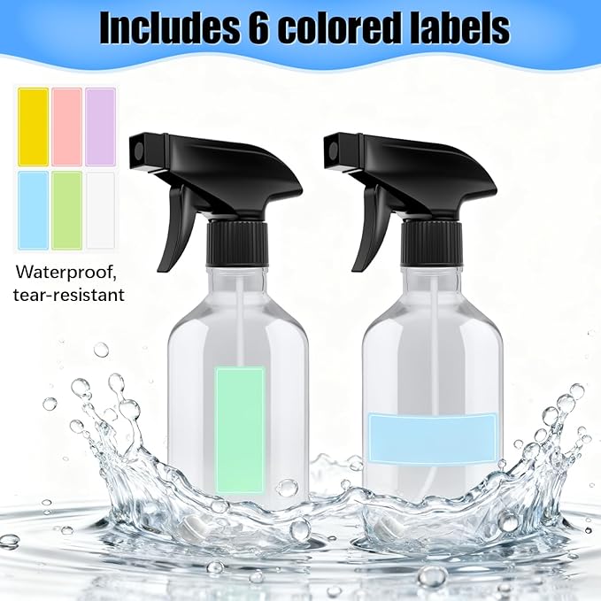 10oz/300ml 360° Spray Bottles (2-Pack) Clear Plastic Small Spray Bottles, Spray at Any Angle to Reach Hard-to-Reach Corners. Ideal for Cleaning, Plants, Gardening, Pets, and Hair