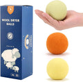 Wool Dryer Balls Handmade 3 Pack XL,Organic Laundry Dryer Balls,100% New Zealand Wool Natural Fabric Softener,Reusable 1000 Loads,Wrinkles Free, Shorten Drying Time,Baby Safe (3 Pack,Winter Sunshine)