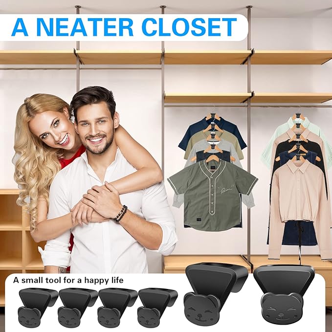 Space Saving Hanger Hooks 36 Pack, Black Clothes Hanger Connector Hooks, Heavy Duty Hanger Hooks Space Saver, Premium College Dorm Room Essentials, Good Closet Organizers and Storage