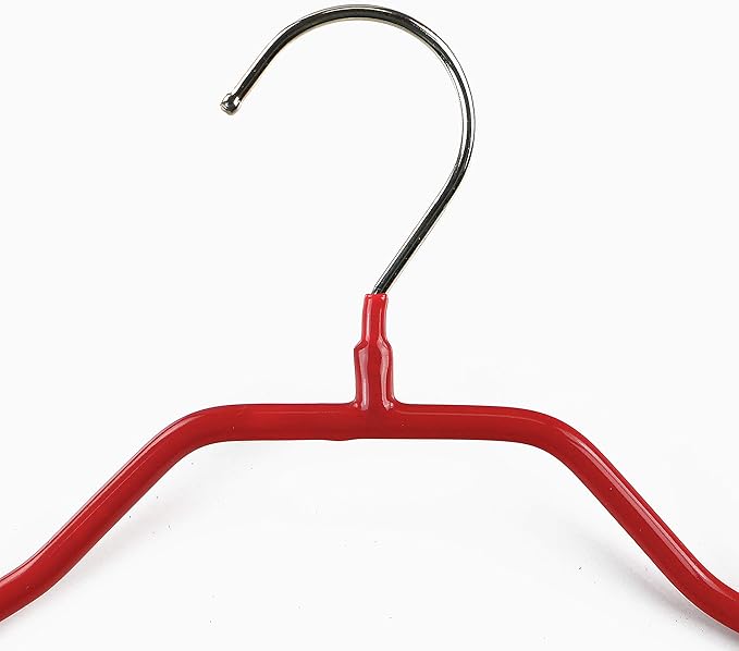Mawa by Reston Lloyd BodyForm Series Non-Slip Space-Saving Clothes Hanger with Bar for Pants, 16-1/2" , Style 42/LS, Set of 5, Red