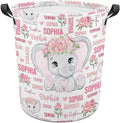 Elephant Laundry Basket,Personalized Laundry Hamper for Boys Girls,Custom Laundry Basket With Name, Customized Dirty Clothes Hamper for Bathroom Bedrooms,S-16.5"X 13.8"
