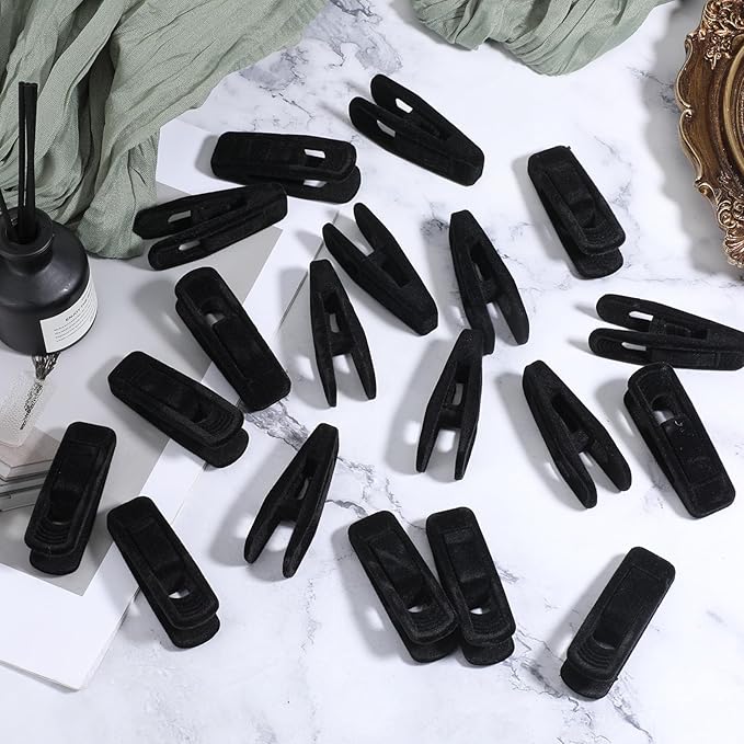 60 PCS Velvet Hangers Clips, Plastic Clips for Hanging Non-Slip Strong Finger Clip Hanger Clip for Pants, Shirts, Skirts, Socks, Baby Clothes and Velvet Hangers-Black