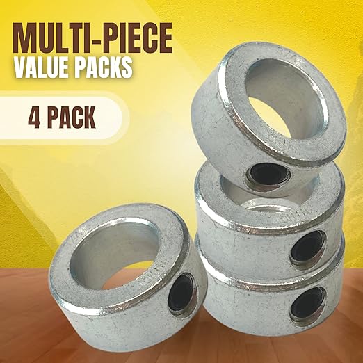 (4-Pack) 3/4” Bore Solid Steel Shaft Collars with Zinc Plated Coating - Durable Shaft Collars Suitable for Machinery and Industrial Use