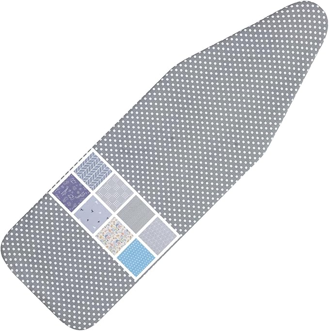 Ironing Board Cover and Pad Standard Size 15 x 54,3 Pairs of Hook and Loop Fastener Straps,Elastic Edges,Cotton Iron Board Cover with Scorch Resistant Thick Padding (Pattern E)