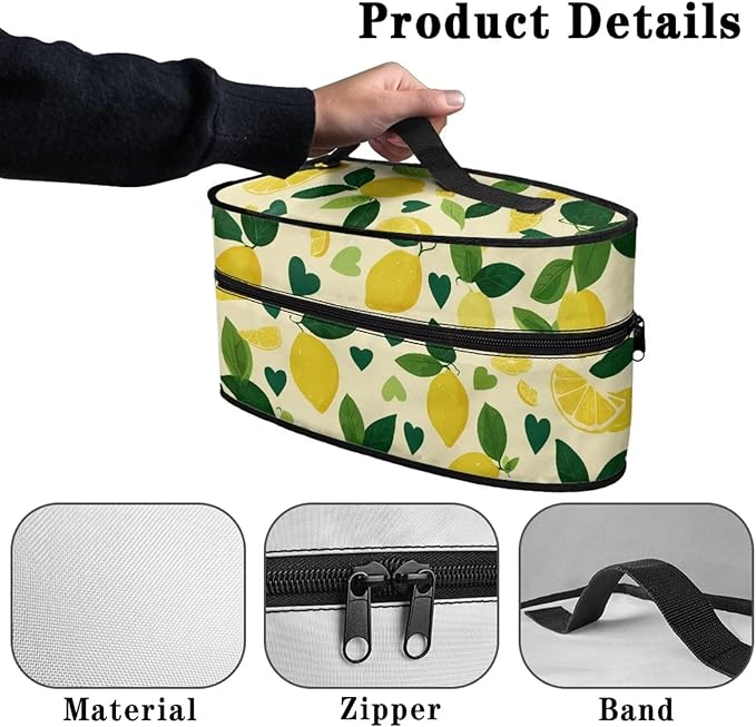 Lemon Print Steam Iron Case Travel Iron Organizer Handheld Steamer Holder with Handle Waterproof Travel Accessories, Case Only