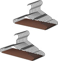 StorageWorks Wire Hangers with Wooden Bar, Heavy Duty Metal Hanger for Pants, Coats, Shirts, Jackets and Suits, 20 Pack