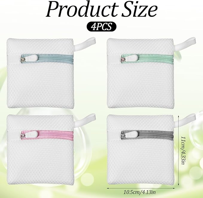 4pcs Small Mesh Laundry Bags, Anti-Sticking Laundry Pod Bags, Durable Polyester Storage Bags for Scented Beads, Travel Laundry Organizer, Protect Delicate Garments