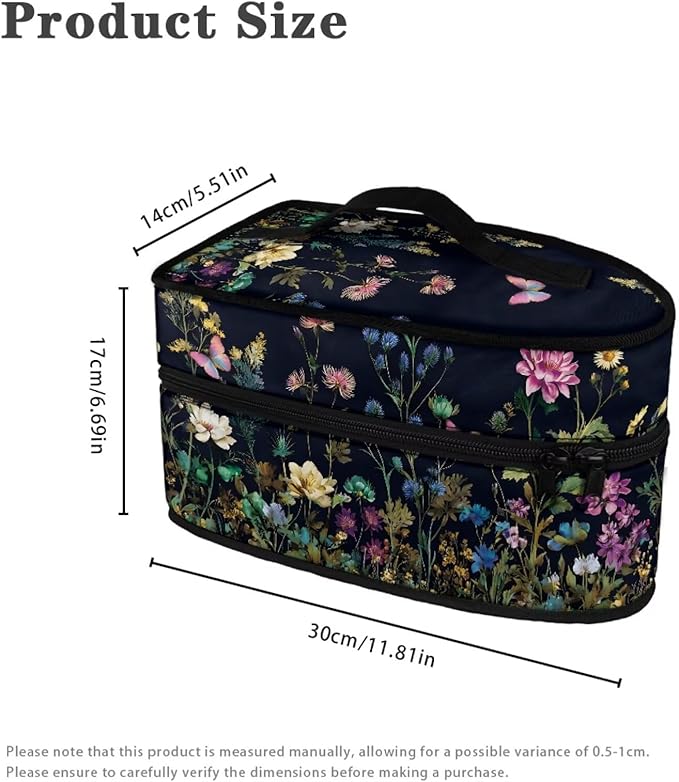 Butterfly Flower Print Steam Iron Storage Bag Portable Garment Steamer Case Lightweight Travel Iron Organizer Waterproof & Dustproof Carrier Bag, Case Only