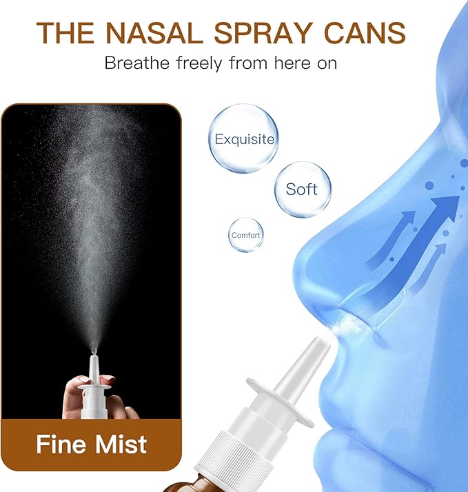 Nasal Spray Bottle, 6 Pcs 30ML/1oz Glass Amber Refillable Fine Mist Sprayers Atomizers, Small Empty Nasal Sprayer with Funnels and Labels