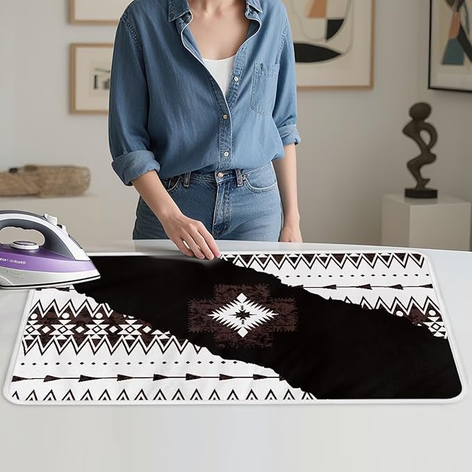 Aztec Print Ironing Mat Portable Ironing Pad Blanket for Table Top Heat Resistance Foldable Lightweight 32 x 16 Inch Small Ironing Pads for Washer,Dryer,Countertop