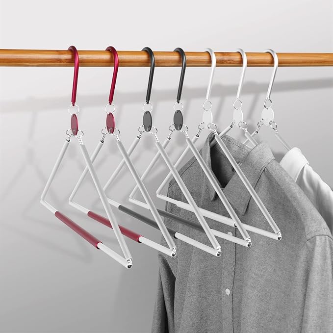 Aluminum Foldable Hangers for Travel 3 Pack, Light and Portable for Suitcase, Coat, Business Trip, Caravan, Hotel - Silver