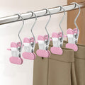 Wider Leggings Hangers for Closet 20 Pack, Metal Pants Hangers with Clips, Non-Slip Skirt Boot Jeans Hanger, Stackable Closet Organizer Space Saving Pink