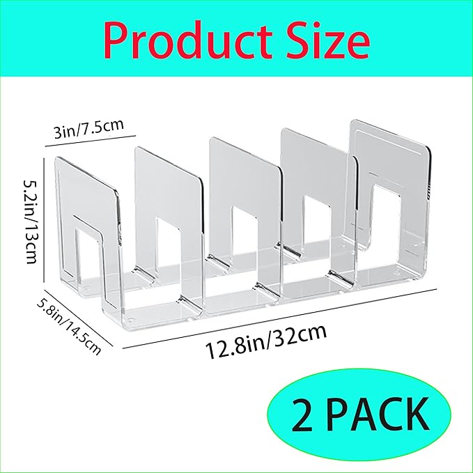 2 PCS Acrylic Purse Organizer for Closet, 8-Slot Bag & Purse Organizer, No Assembly, Clear Handbag Storage Shelf for Shelf Divider Handbags, Clothes, Sweater
