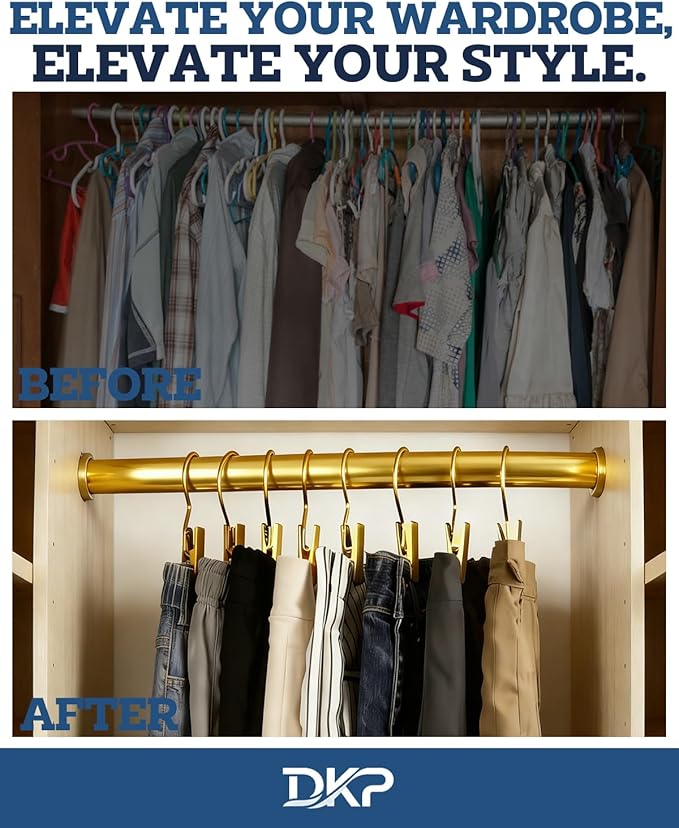 60 Pack Gold Boot Hangers for Closet Storage, Clips Hangers for Pants, Jeans, Towels & Laundry - Portable Space Saving Design for Travel and Home Organization