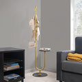 Coat Rack Freestanding with Table & 6 Hooks, Corner Coat Tree, Heavy-duty Marble Base Coat Rack Stand for Bedroom Living Room Office Entryway 13.78 x 13.78 x 68.11 Inches (Gold)