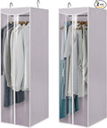 Garment Bags for Hanging Clothes Storage, Long Garment Cover with Zippered Clear Window for Closet Wardrobe Clothes Rack Organizer, Hanging Garment Bags for Dresses, Suits, 2 Pack, Gray
