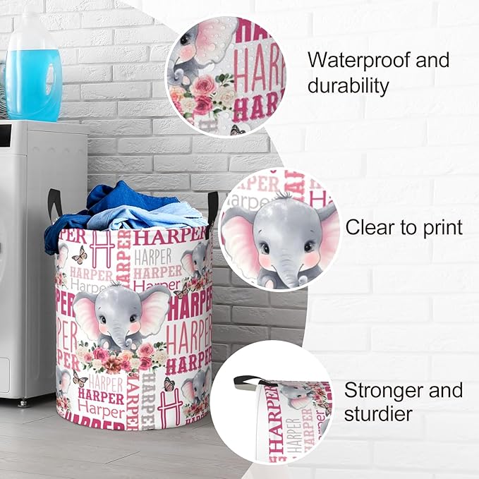 Custom Name Laundry Basket, Personalized Collapsible Laundry Hamper with Name for Bathroom Bedrooms, Customized Dirty Clothes Hamper Storage Basket Gifts for Kids Boys Girls Baby Men Women