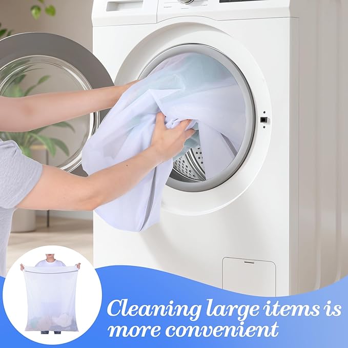 8 Pieces Extra Large Mesh Laundry Bags Large Mesh Wash Bags Delicates Bag and Zipper Laundry-Bag Blanket Washing Bag with Zipper for Washing Blankets, Bedding, Coats, Toys