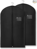 2-Pack Breathable Garment Bags for Hanging Clothes – Dust-Proof Suit & Dress Covers with Clear Window – Waterproof, Foldable Closet Storage Organizer for Coats, Gowns, and Jackets (Black, 40")