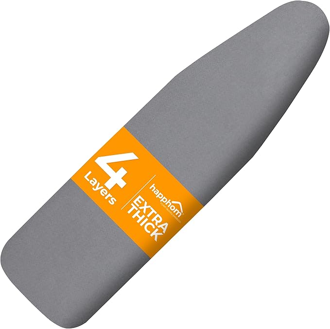 Ironing Board Cover and Pad Extra Thick Heavy Duty Padded 4 Layers, Silver Coated Ironing Board Cover, Non Stick Scorch and Stain Resistant Standard Size 15x54 Inch with Elasticized Edges
