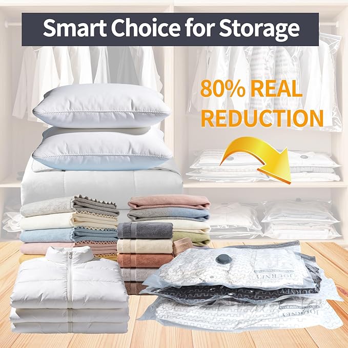 Vacuum Storage Bags for Travel, Vacuum Seal Bags for Clothing with Portable Electric Pump, Space Saver Bags in Multiple Carry-On Sizes, Perfect for Luggage and Suitcases (9 Pack Travel Size)