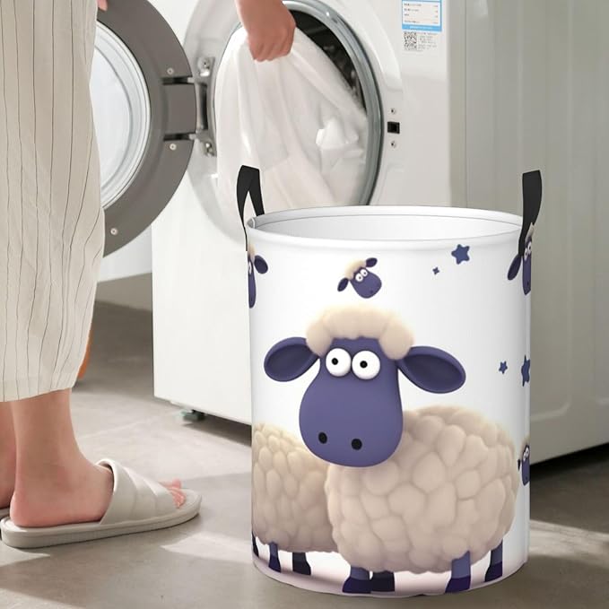 Large Laundry Hamper Sheep Laundry Basket With Handles Freestanding Waterproof Clothes Hamper For Laundry Room Bedroom Bathroom College Dorm Small
