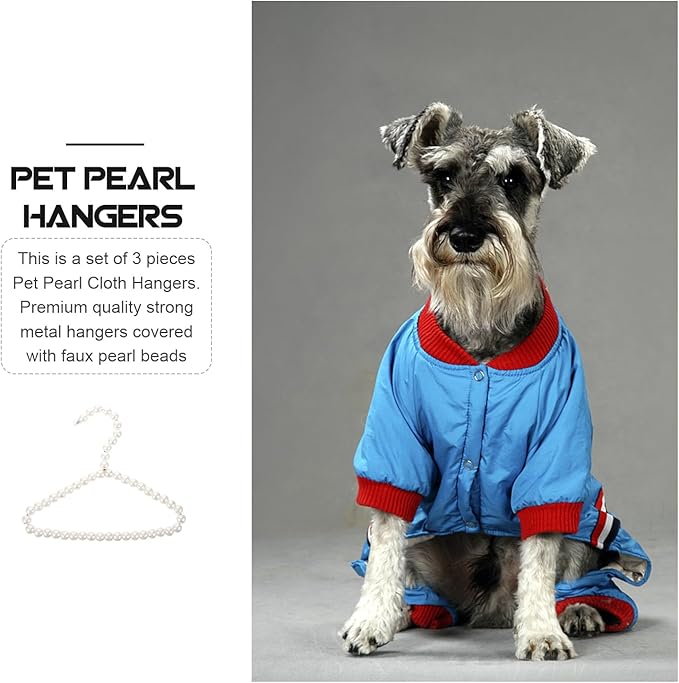 3pcs Elegant Pearl Dog Clothes Hangers Pet Grooming Hangers for Dresses Jackets and Skirts Decorative Pet Accessories for Chihuahua and Animals