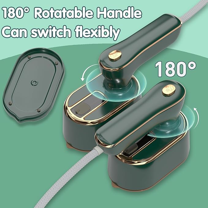 Travel Steamer Iron for Clothes - Portable Ironing Machine Small Size Portable Steamer Travel College Dorm Home Essentials (Green)
