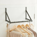 Over The Door Clothes Hanger,Metal Over Door Clothes Drying Rack with 6 Hooks,Laundry Drying Rack Rod for Laundry, Bedroom, Washroom, Closet,Fits Door Up to 1.97", (Dark Gray)