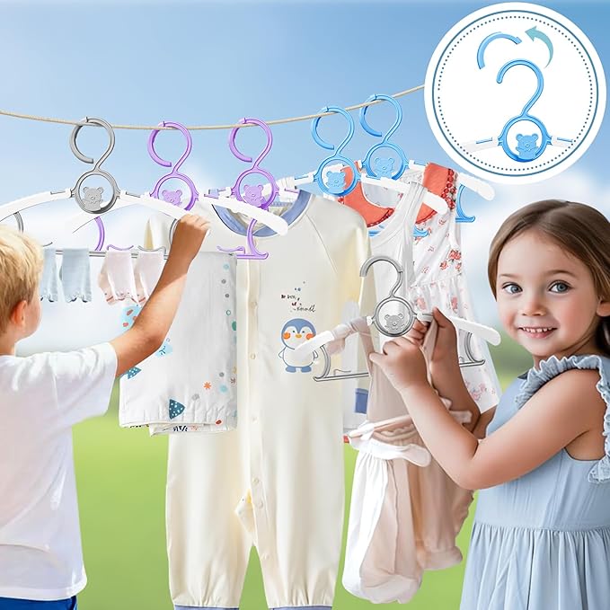 50 Pack Baby Hangers for Nursery Closet, 11-14.5" Extendable Adjustable Non-Slip Kids Baby Clothes Hangers Toddler Infant Pants Hangers Plastic for Baby Girls Boys Children Newborn Organizer