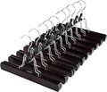 HOUSE DAY Wooden Pants Hangers 20Pack, Clamp Hangers with Felt Lining, Non-Slip Wooden Skirt Hanger with 360 Swivel Hook, Sturdy Jean Hanger