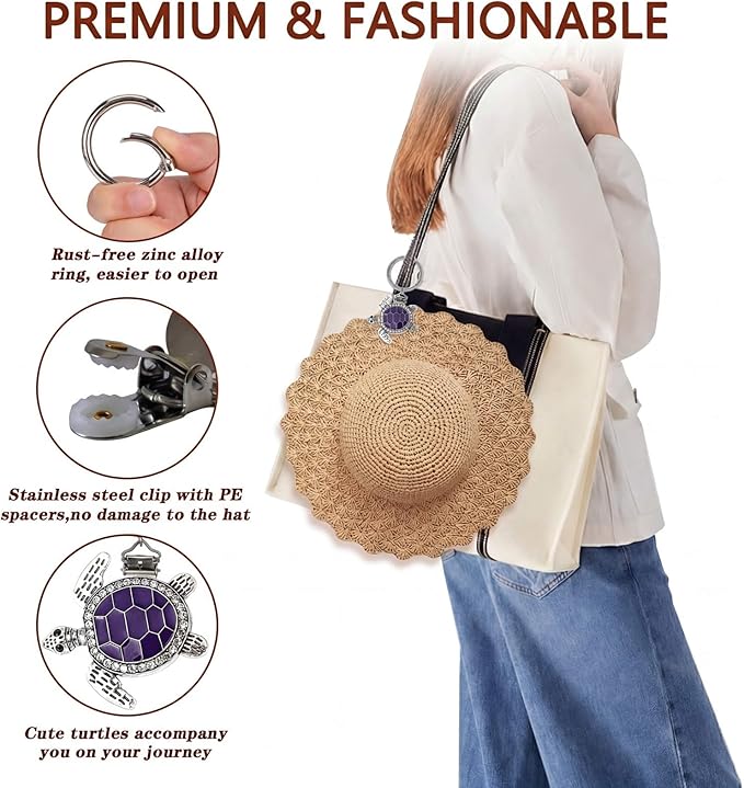 2Pcs Hat Clip for Travel on Bag - Turtle Beach Cruise Essentials Accessory for Handbag Backpack Luggage Purse Travel