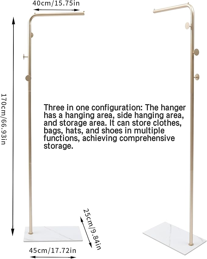 67in-Boutique Retail Display Clothing Garment Rack with Storage Base and Hooks, Heavy Duty standing Coat Rack Hanging Clothes, Bags, Hat and Shoes for Entryway Bedroom Clothing Stores