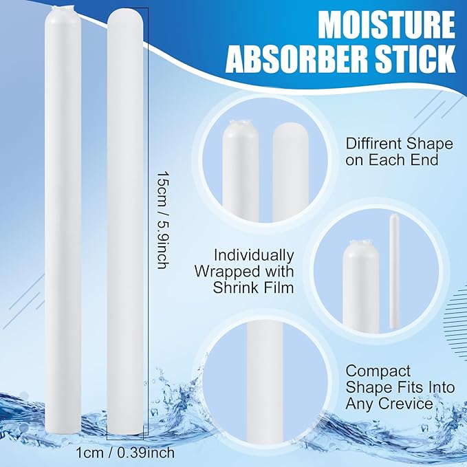 Timgle 20 Pcs Diatomaceous Drying Stick Reusable Water Absorbing Stick Made from Diatomite Desiccant Bar for Moist Air in Sandwich Layer Inside Items, Kitchen Bathroom (5.91 Inch)