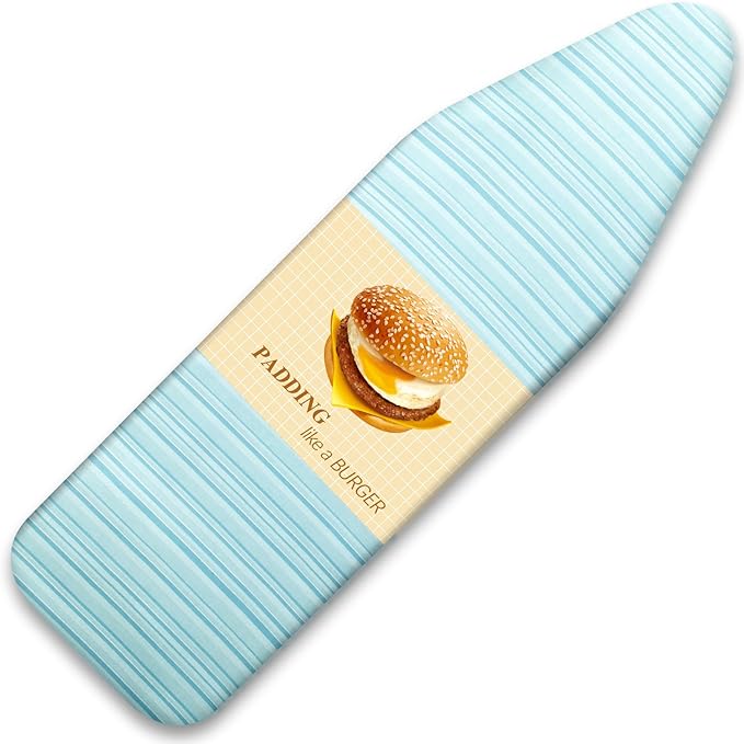 BNDX 18"x49" Ironing Board Cover for Mom – Green Stripes, Thick Padding with Bongee Cord & Dual Buckles, Stain & Scorch Resistant, Easy Installation