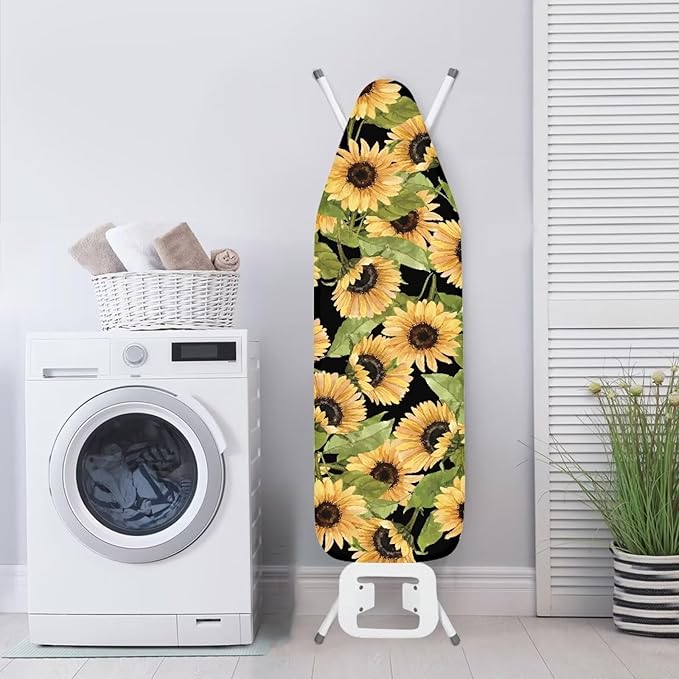 GLENLCWE Sunflower Ironing Board Cover,Floral Iron Board Cover Ironing Replacement for Home Decor Heavy Duty Thick Ironing Board Protective Cloth with Elastic Edge