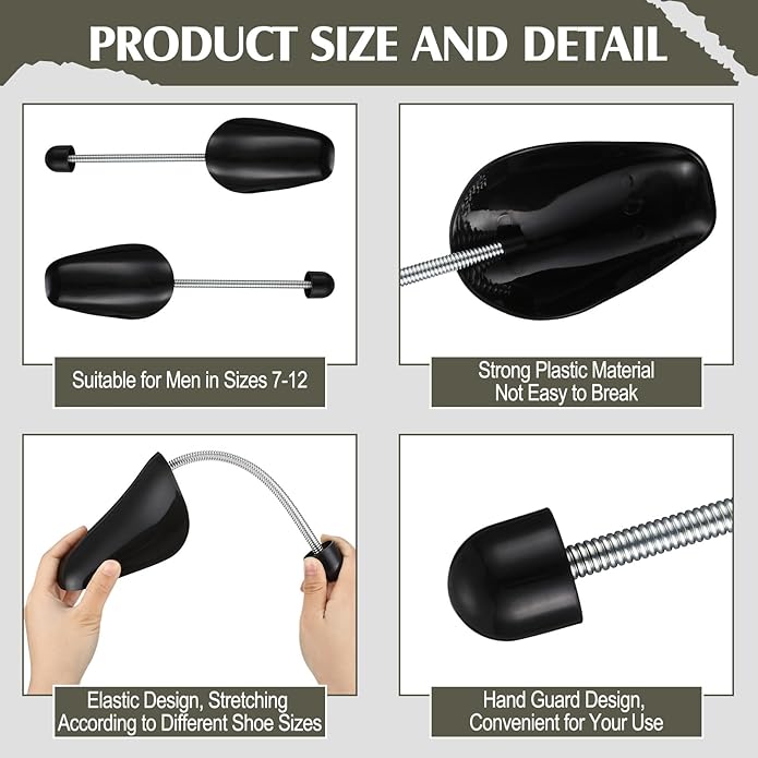 Barydat 50 Pairs Plastic Shoe Tree Stretcher Sneakers Shaper Bulk Practical Adjustable Shoes Boot Holder Support for Men