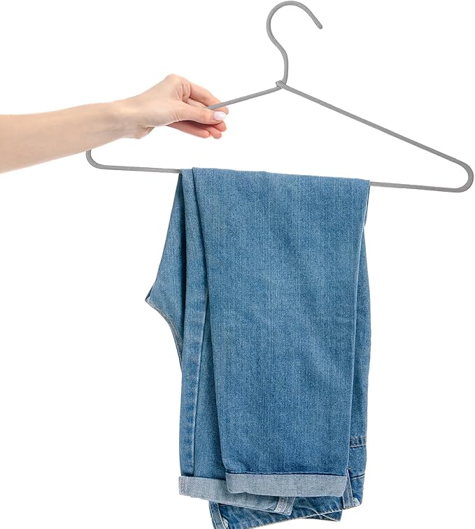 15 Pcs Fabric Wrapped Metal Hangers Covered Wire Hanger Metal Coat Hangers Non Slip for Clothes Closet Clothing Suit Shirt Pant (Gray)
